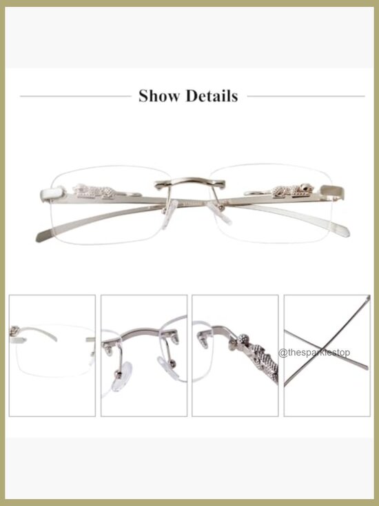 Rimless Rectangle Sunglasses Women Men Gold Metal Frameless Square Transparent main image 7